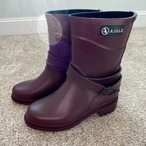 Aigle Macadames Mid Rain Boots in Bordeaux, Size 36 / 5.5